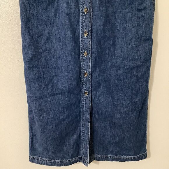 Vintage Y2K Blue Denim Western Cowgirl Cottagecore Retro Midi Skirt Size 16 - Picture 3 of 8